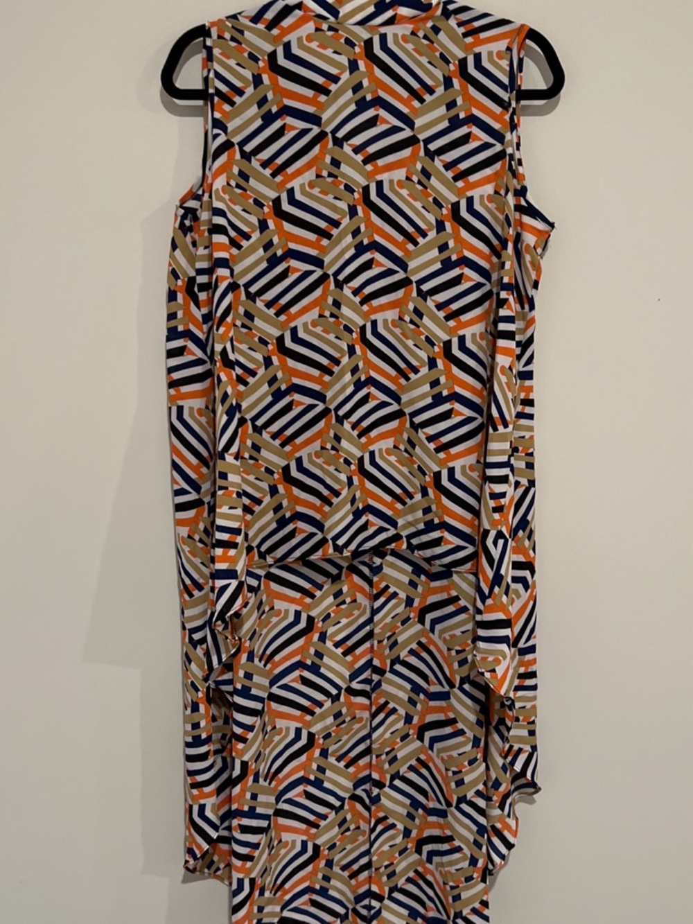 Ashley Stewart Sleeveless High-Low Maxi Dress - Orange, Navy, Cream Size 10/12